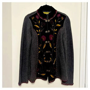Alpaca Embroidered and Beaded Cardigan with metal clasps size small hand made